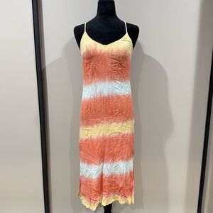 Aerie Multicolor Tie-Dye Lace Up Back Maxi Dress Swim Cover-Up